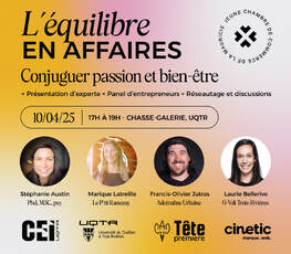 Conférence: L'équilibre en affaires : conjuguer passion et bien-être